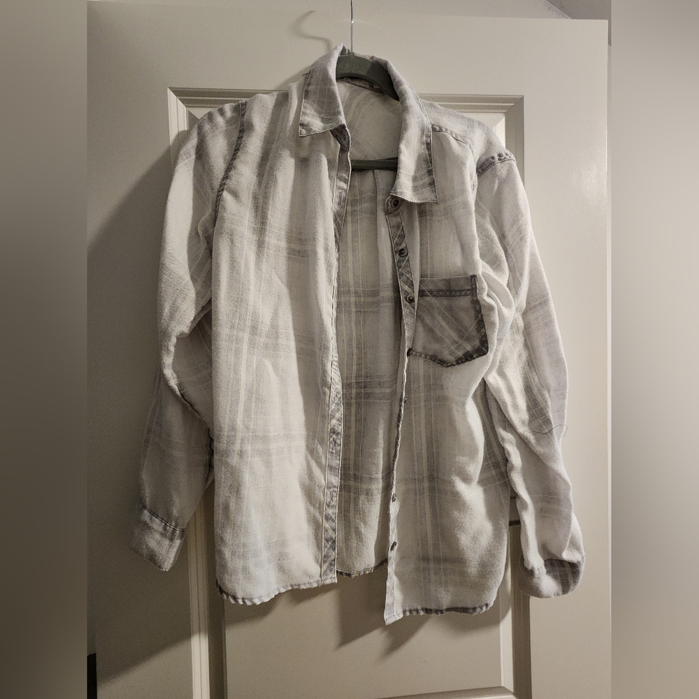Womens White Plaid shirt